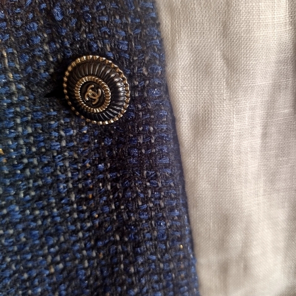 Chanel sailor piter pan collar tweed button down tassel jacket sz 36/ 4 - Picture 4 of 16